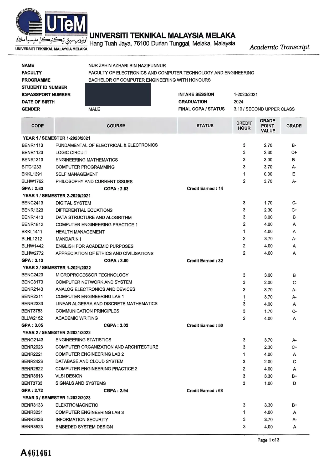 Transcript page 1 of 4