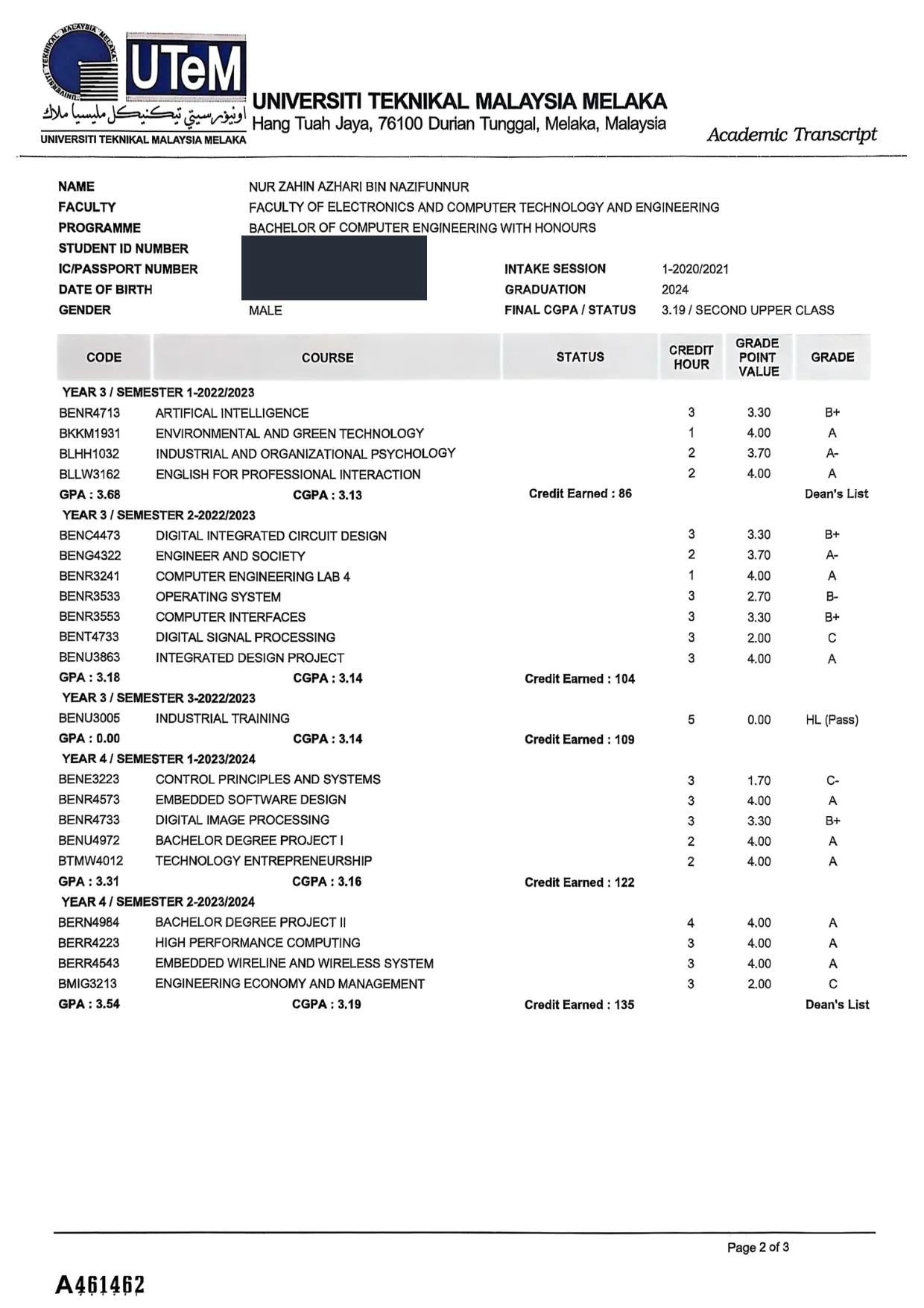 Transcript page 2 of 4